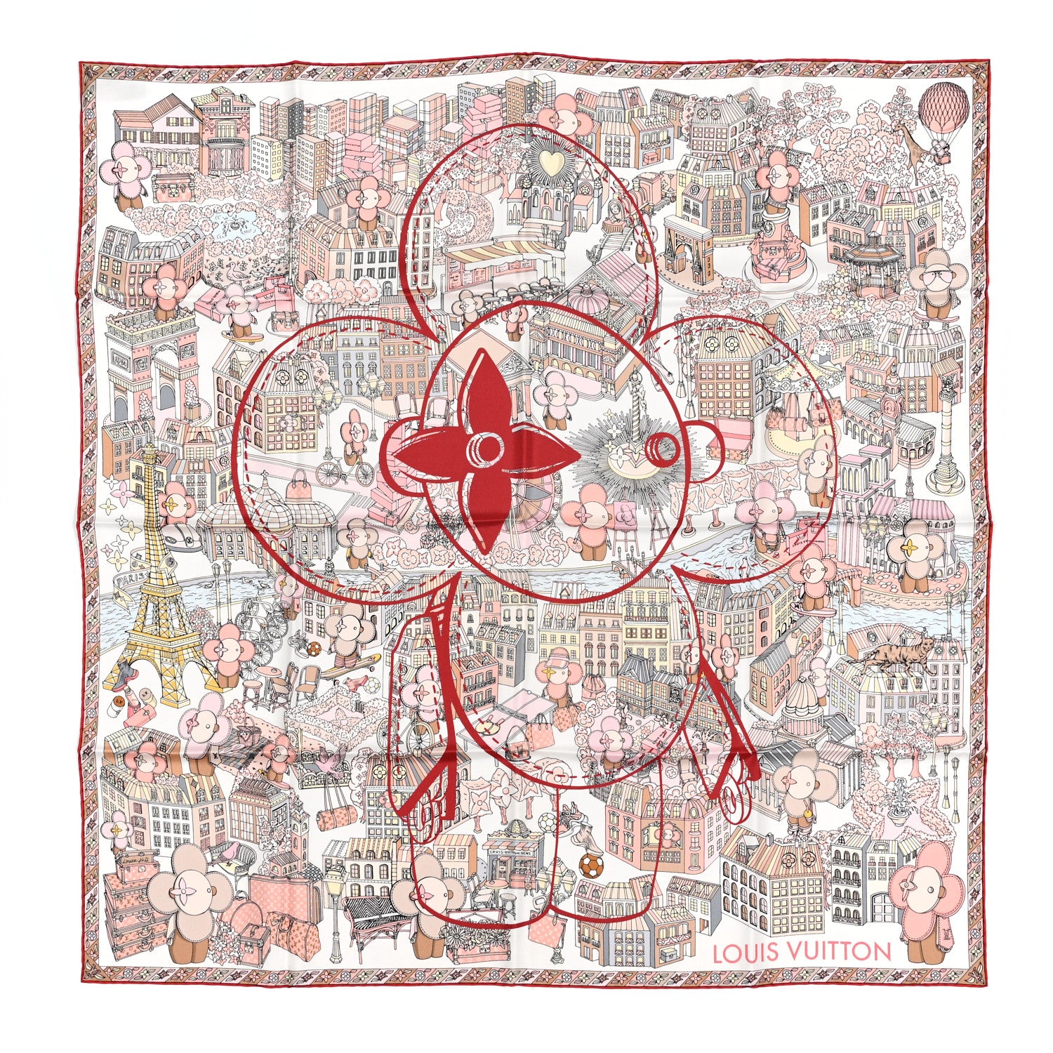Louis Vuitton Silk Cache Cache Square 90 Scarf Pink 1 of 3