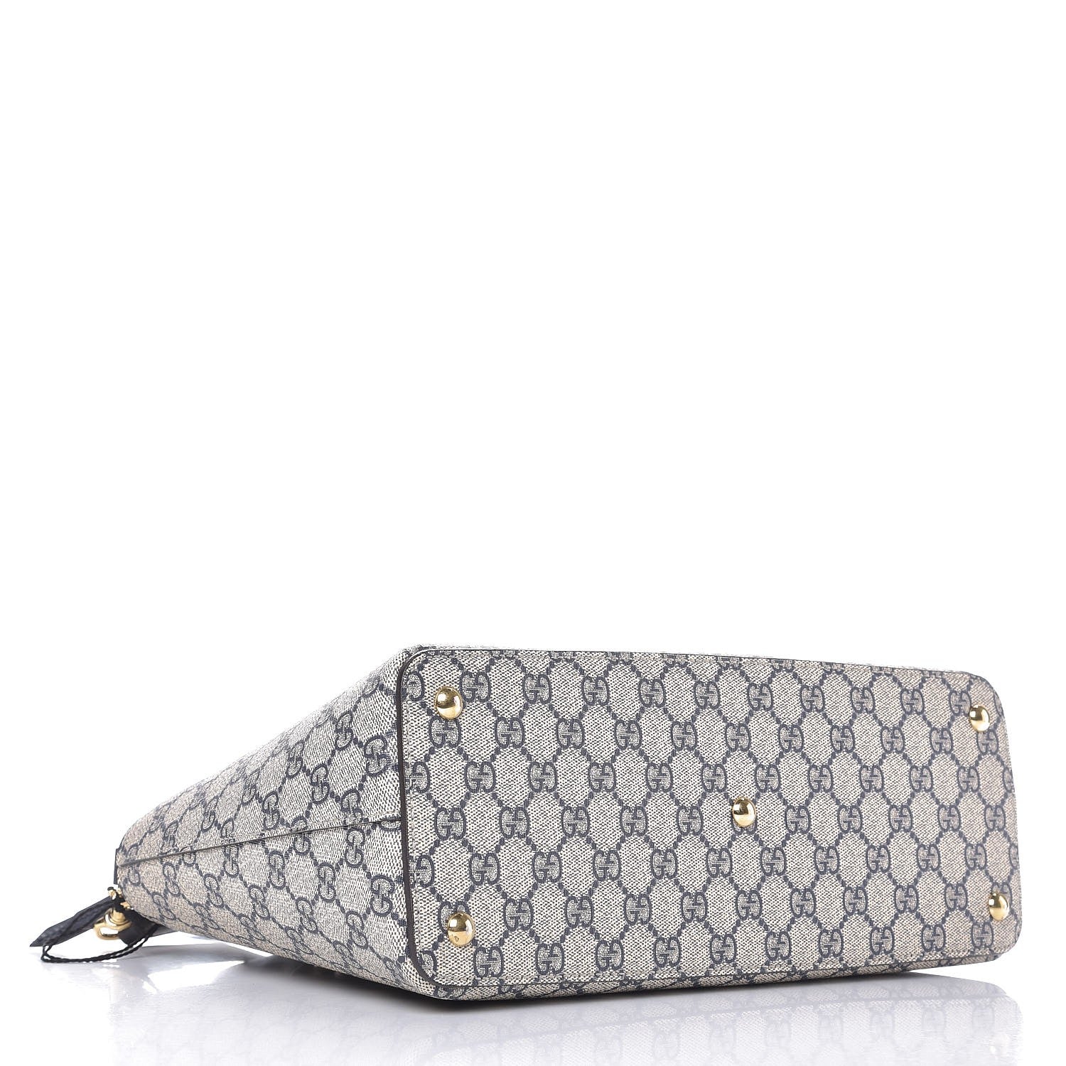 Gucci GG Supreme Monogram Small Zip Top Tote Beige Blue 4 of 10