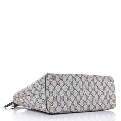 Gucci GG Supreme Monogram Small Zip Top Tote Beige Blue 4 of 10