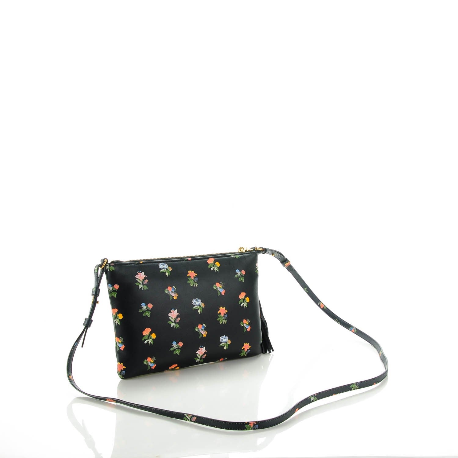 Saint Laurent Calfskin Flower Printed Small Monogram Crossbody Bag Black Multicolor 3 of 7