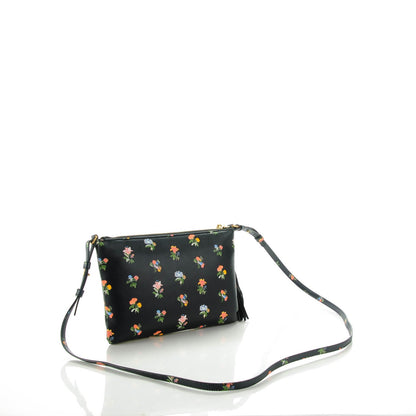 Saint Laurent Calfskin Flower Printed Small Monogram Crossbody Bag Black Multicolor 3 of 7