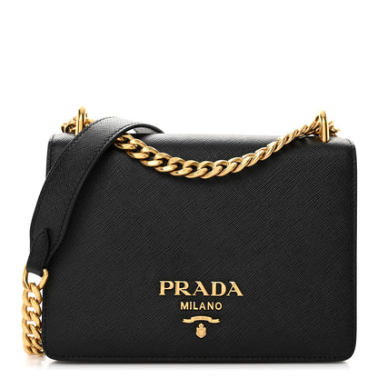 Prada Saffiano Soft Calfskin Chain Crossbody Bag Black 1 of 8