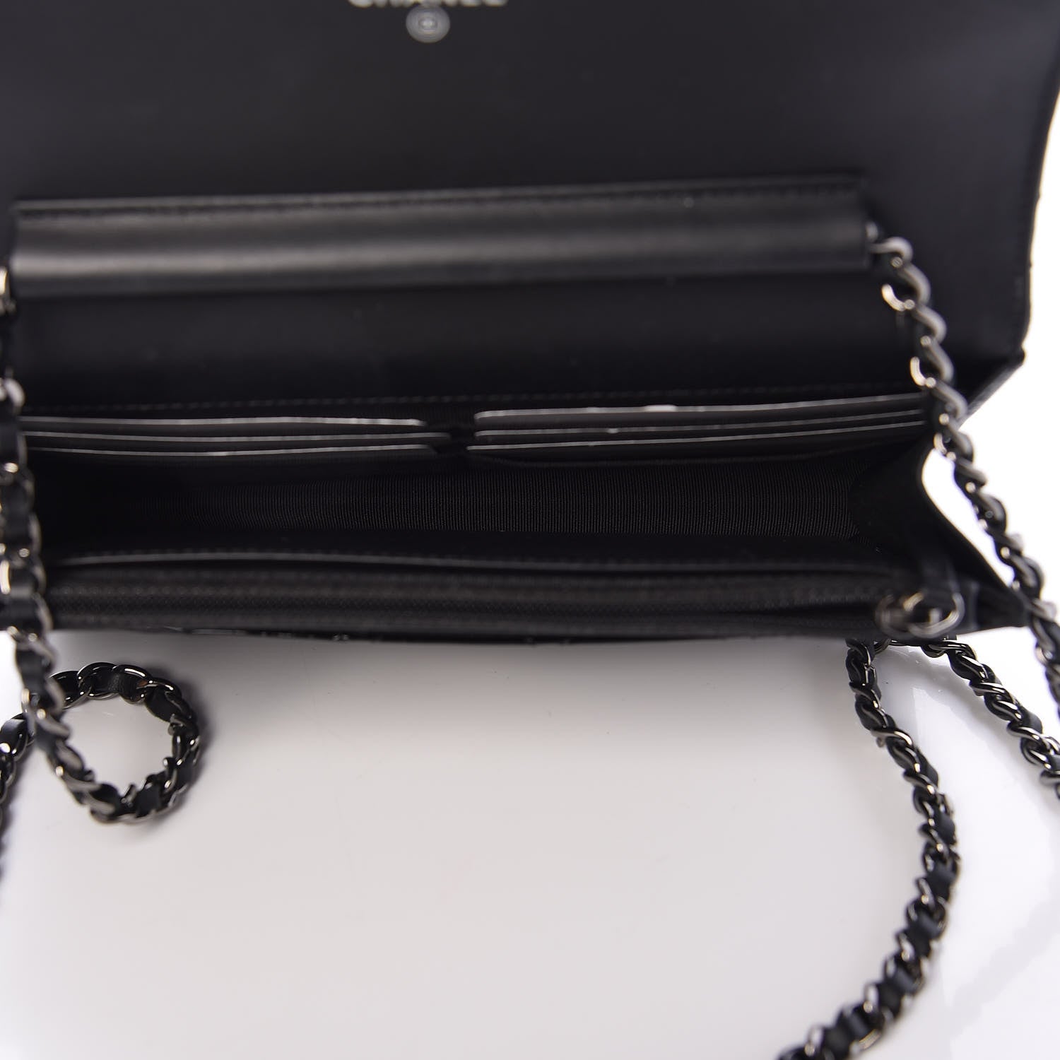 Chanel Patent Quilted Wallet On Chain WOC Black 5 of 11