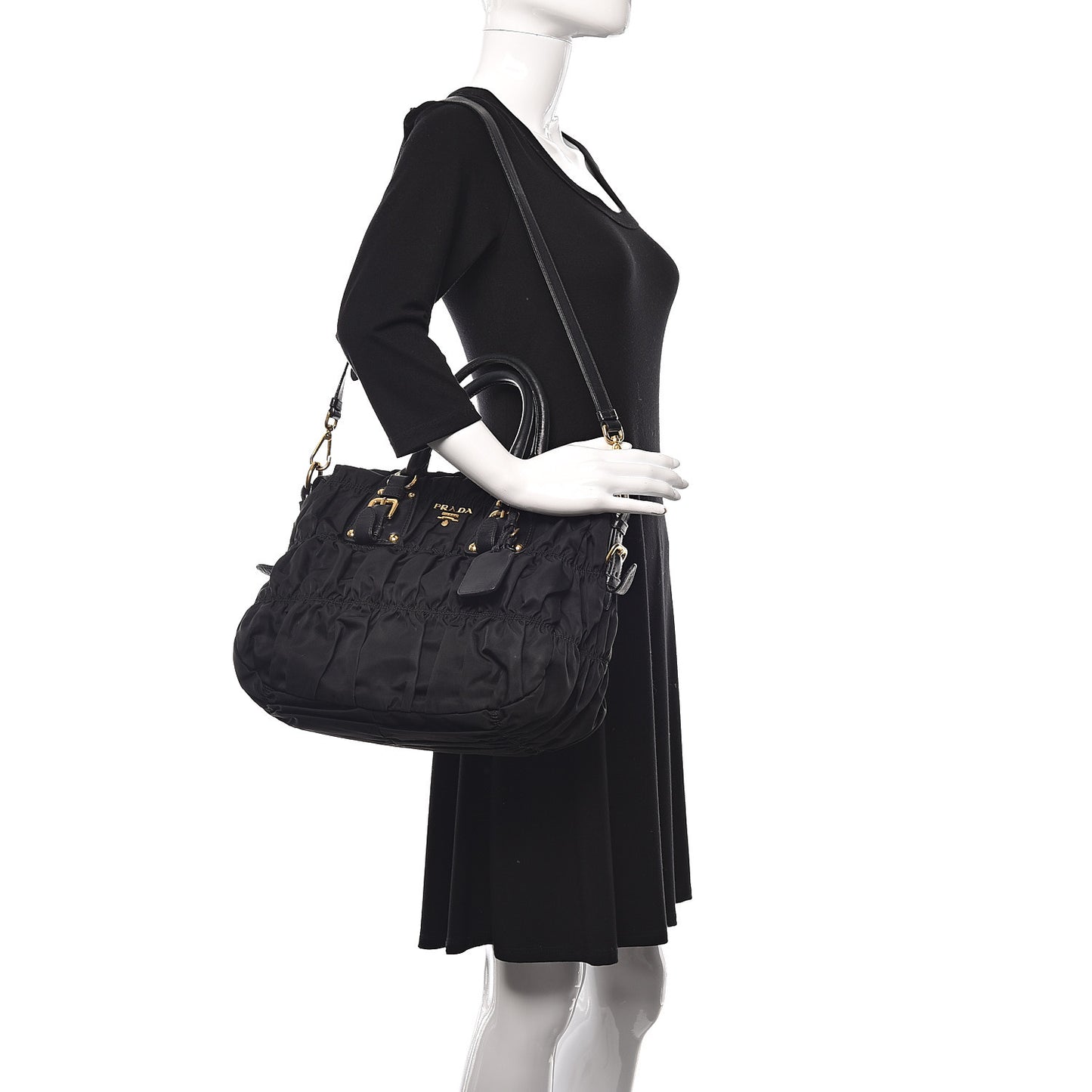Tessuto Nylon Gaufre Tote Black