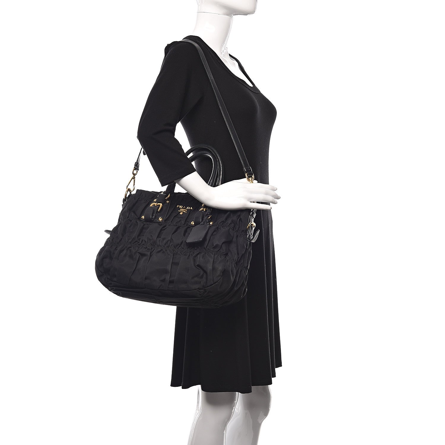 Prada Tessuto Nylon Gaufre Tote Black 2 of 28