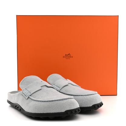 Hermes Suede Calfskin Womens Mix Mules 38.5 Bleu 10 of 10
