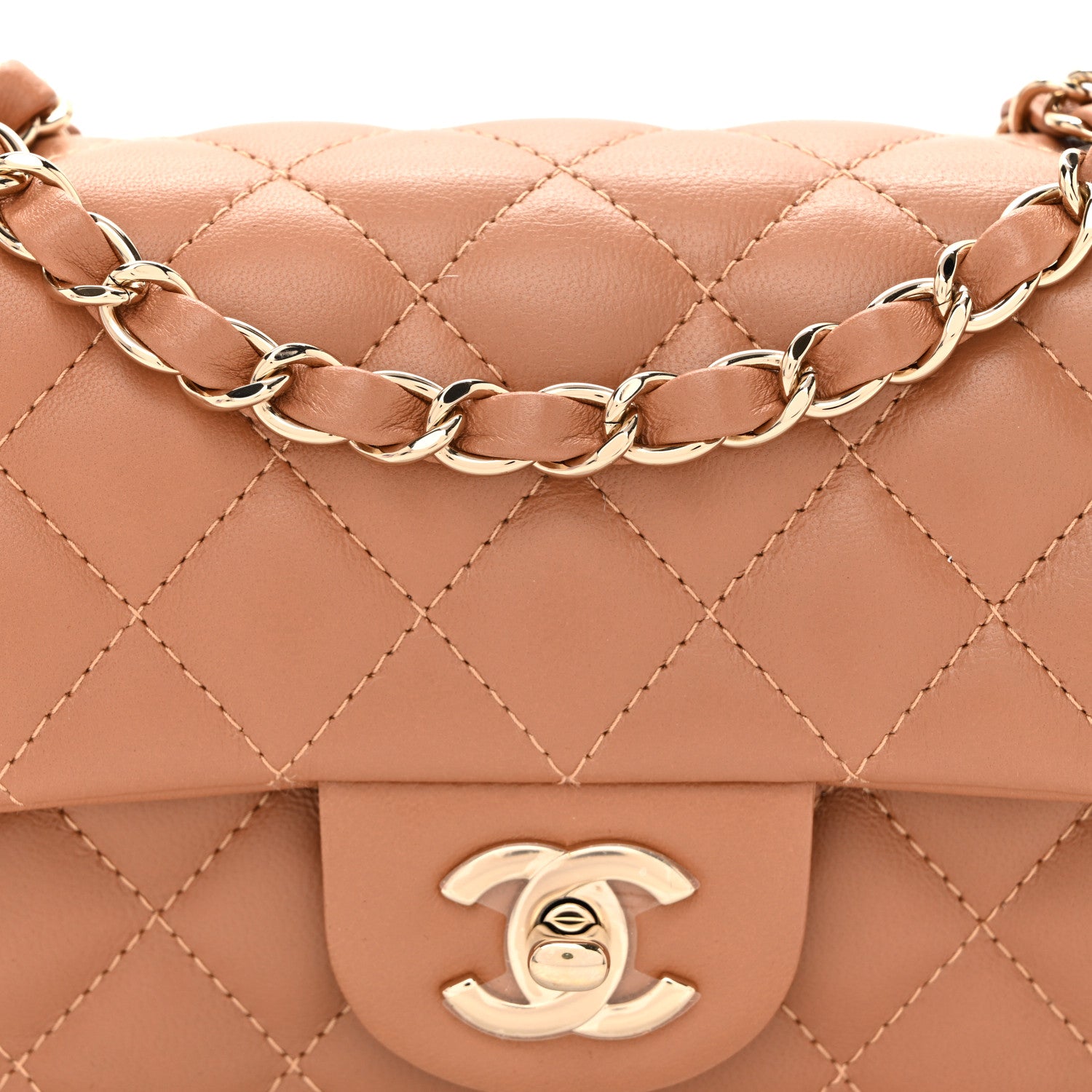 Chanel Lambskin Quilted Mini Rectangular Flap Brown 8 of 10
