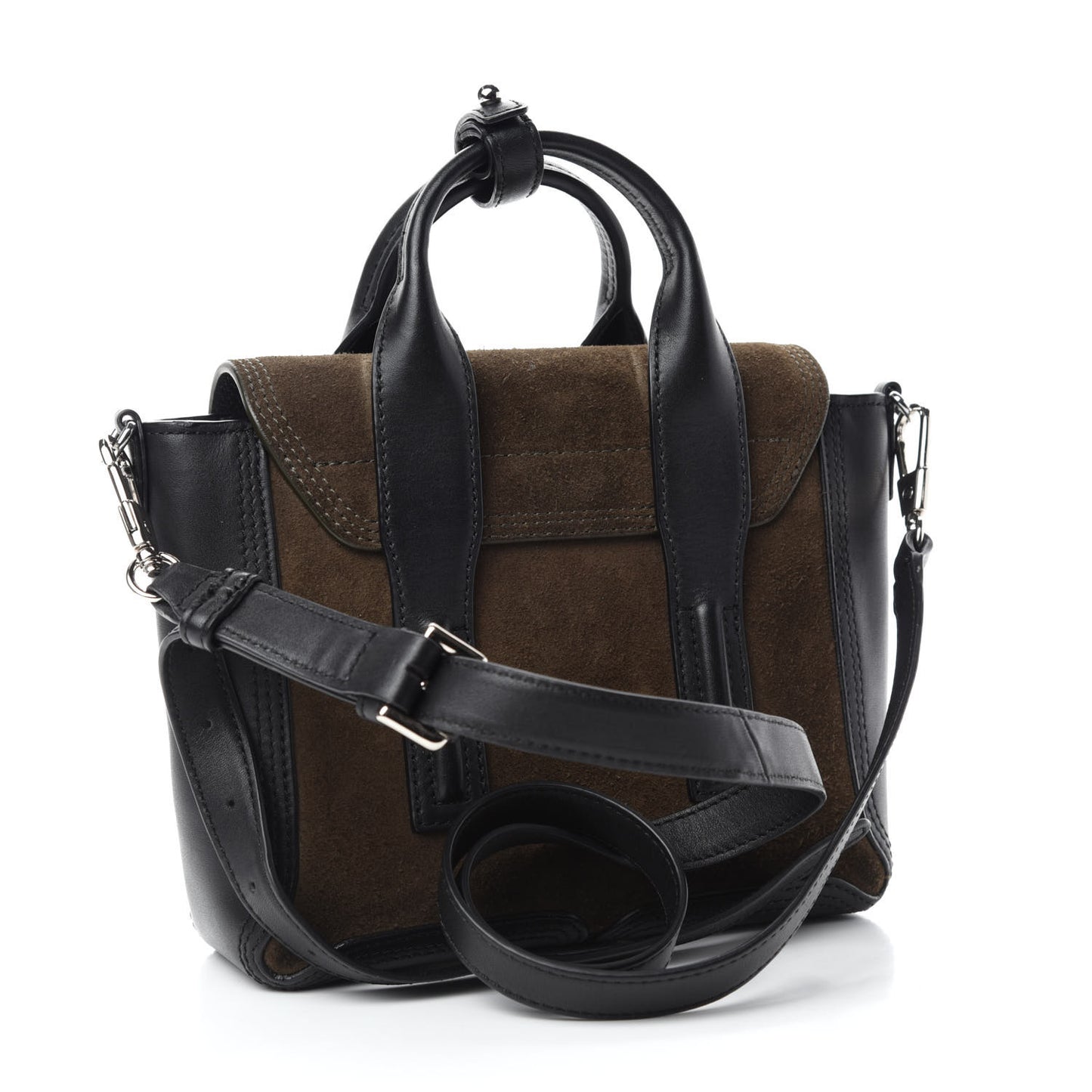 Suede Calfskin Mini Pashli Satchel Dark Moss