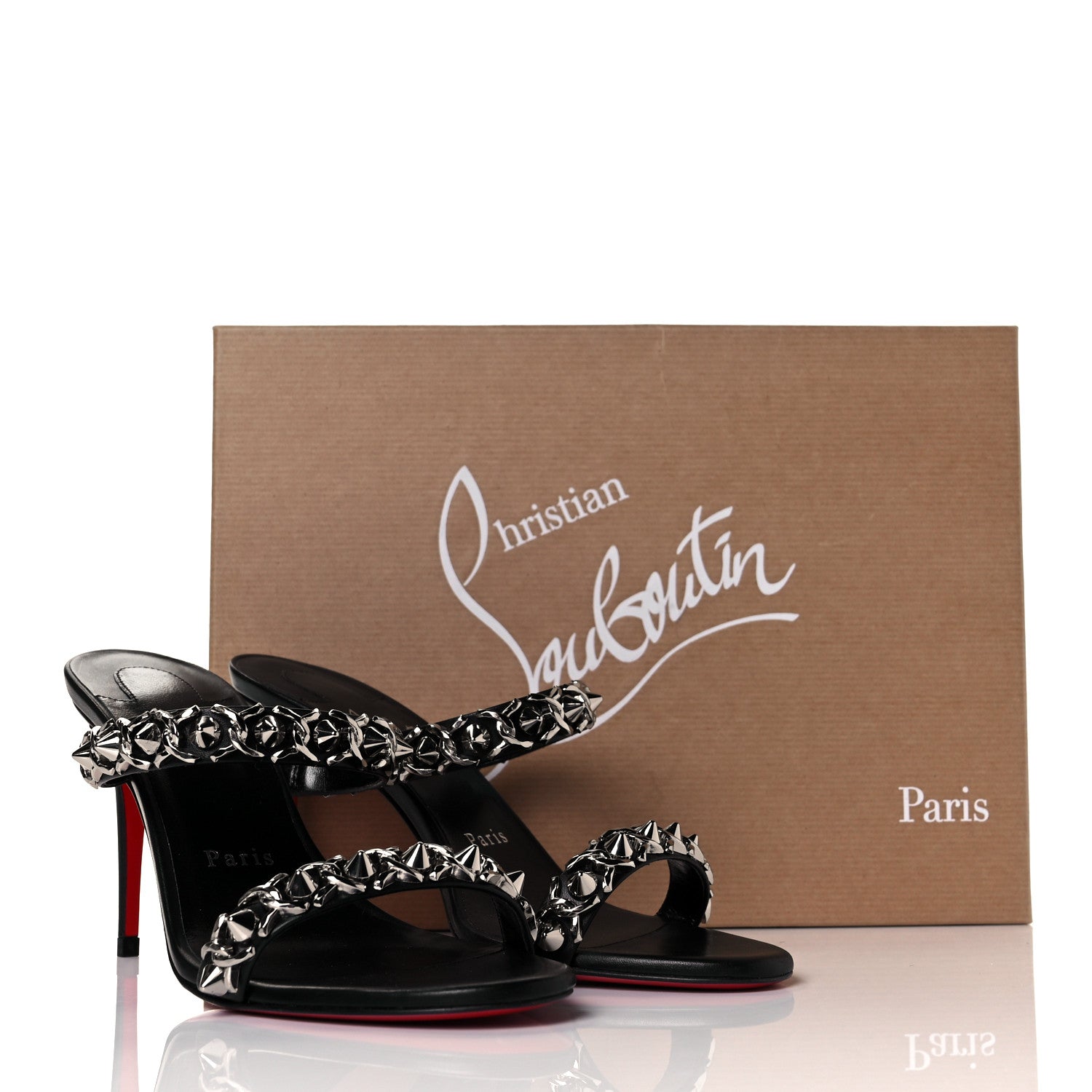 Christian Louboutin Kid Just Chain Stiletto Slide Sandals 37 Black 9 of 9