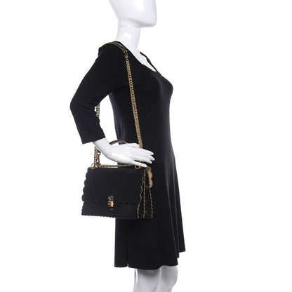 Fendi Vitello Liberty Scalloped Studded Kan I Shoulder Bag Black 2 of 18
