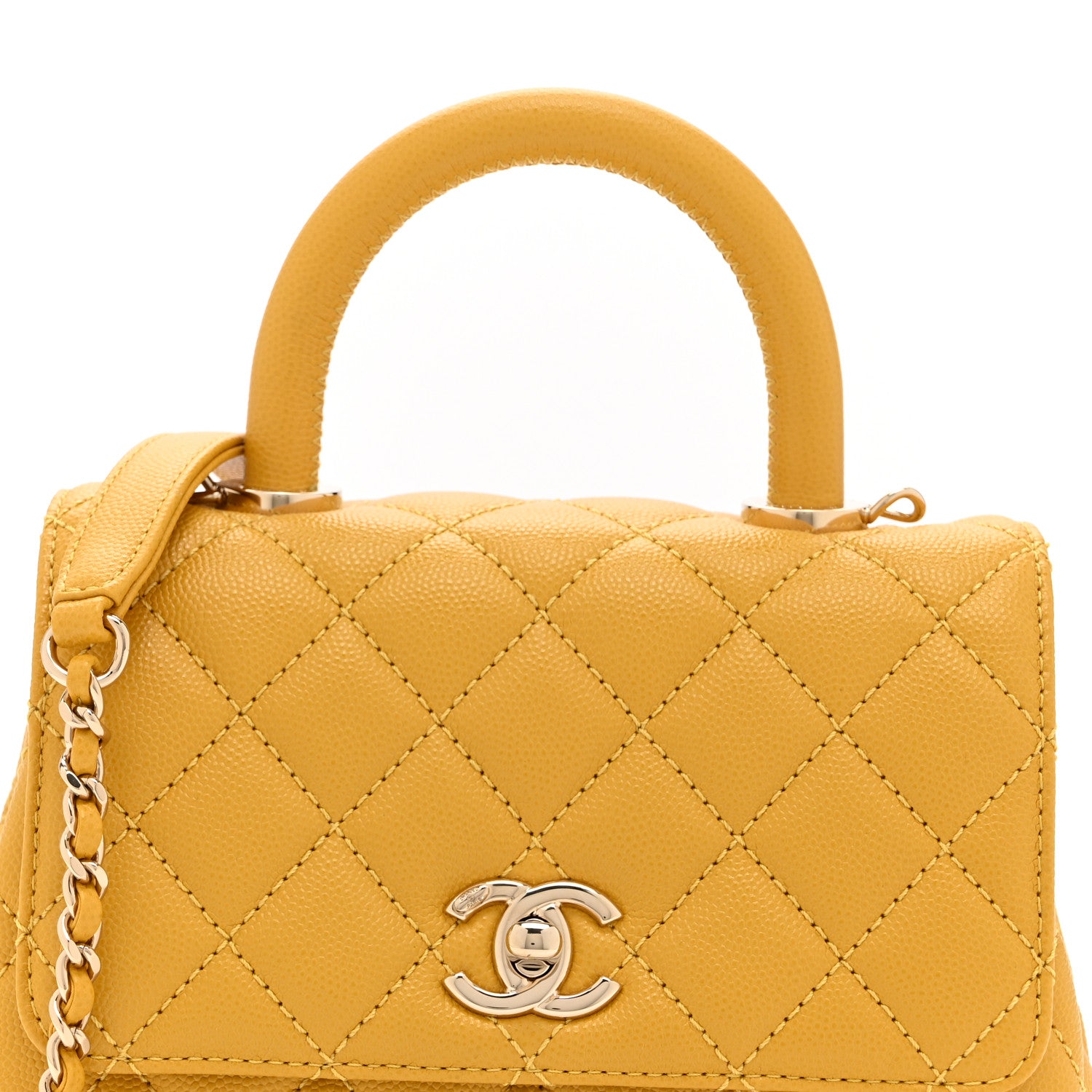 Chanel Caviar Quilted Extra Mini Coco Handle Flap Yellow 1788932