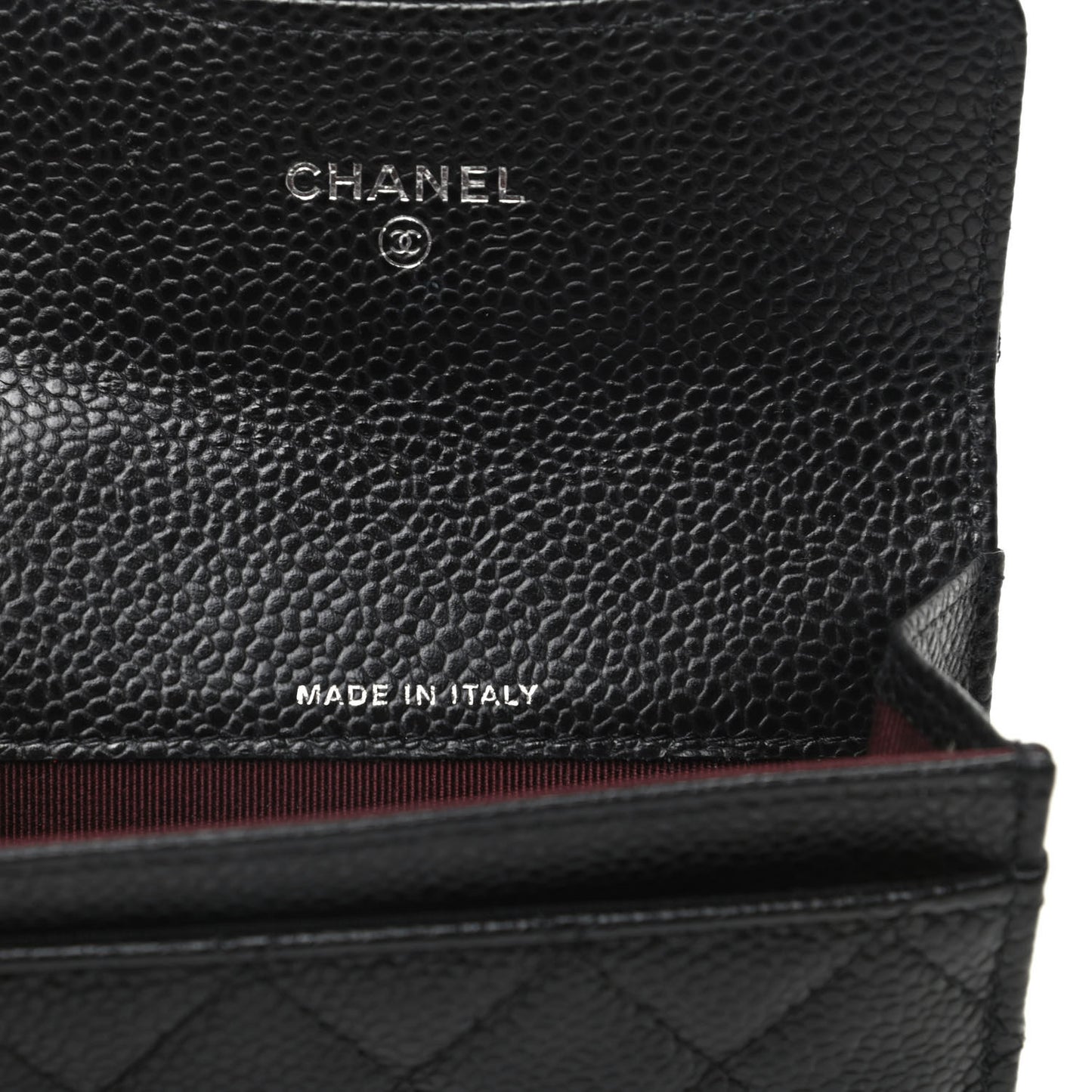 Caviar Quilted Flap Card Holder Wallet Black
