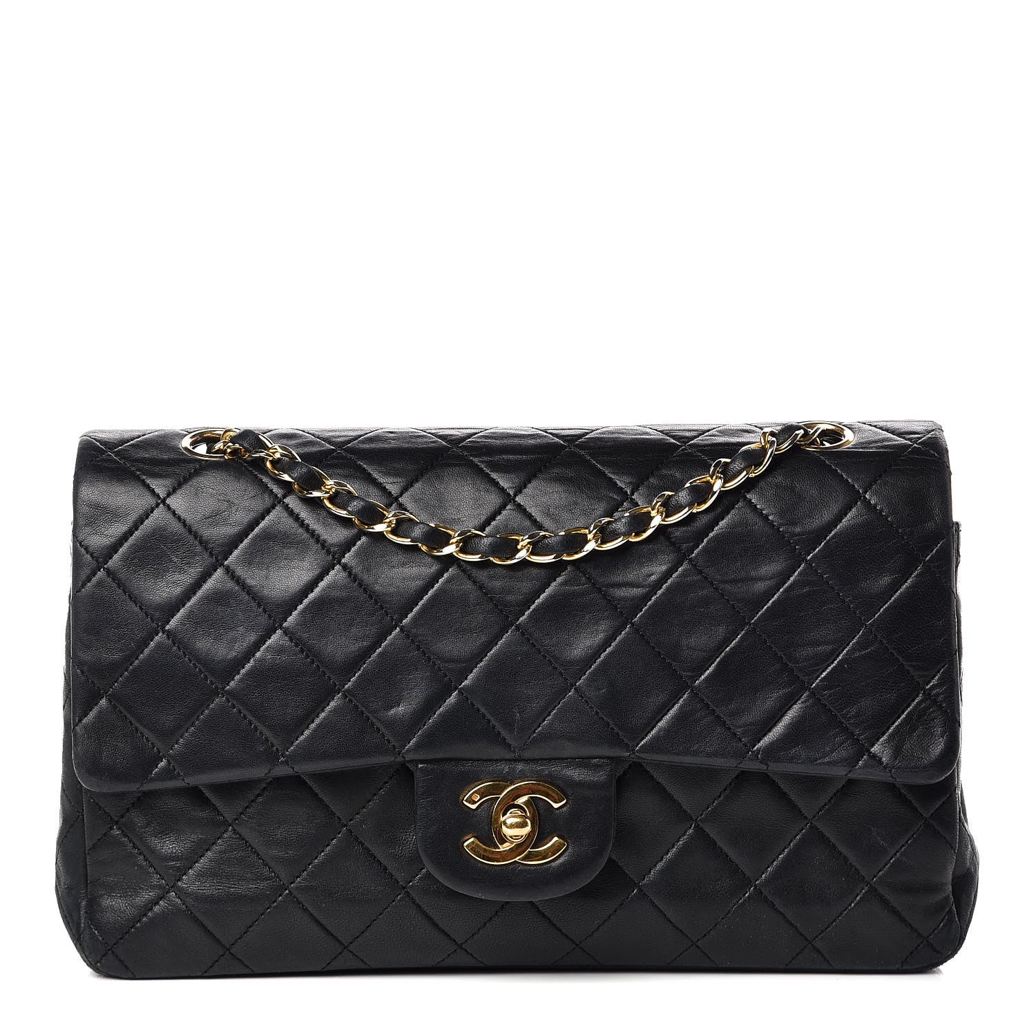 Chanel Lambskin Quilted Medium Double Flap Black 1 of 14