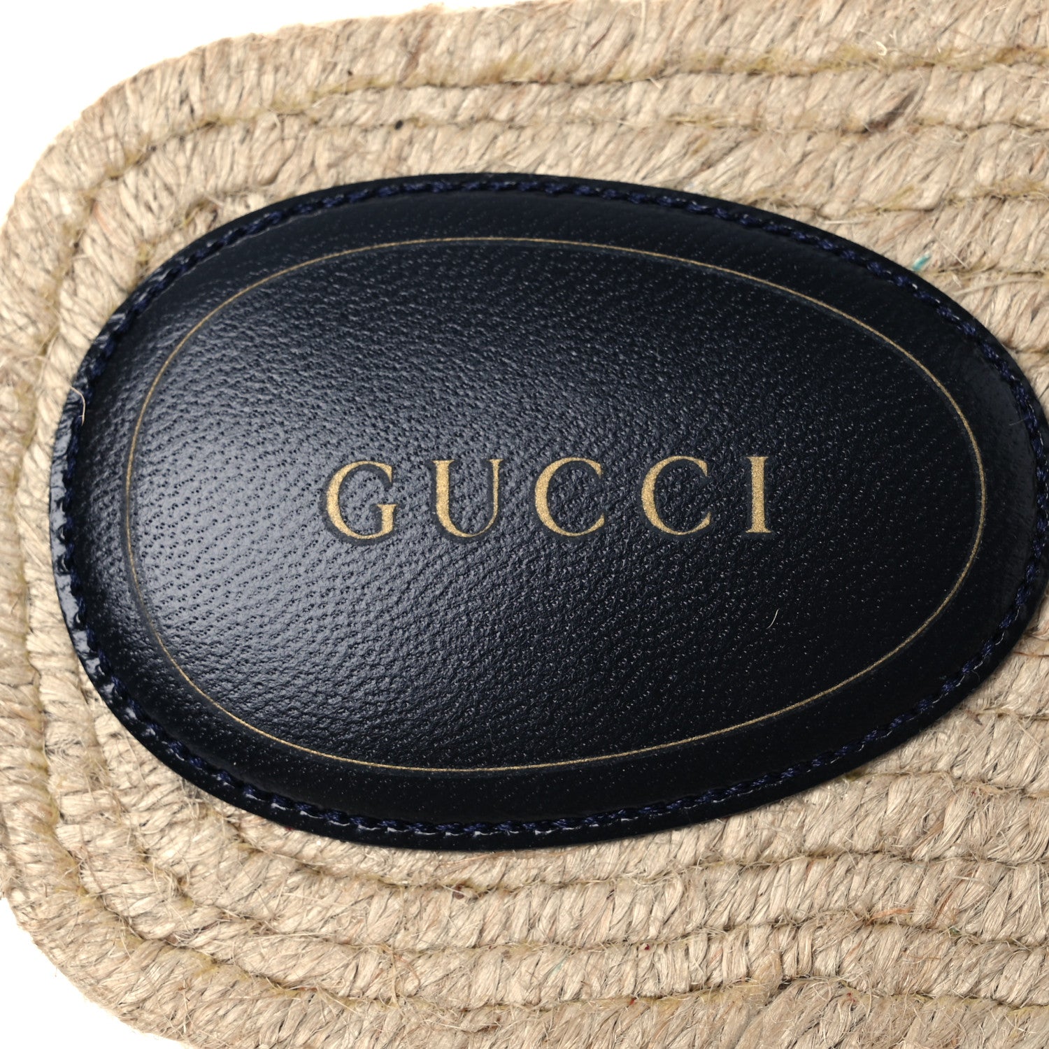 Gucci Macrochet Raffia Logo Flat Slide Espadrille Sandals 38 Blue Great White 10 of 13