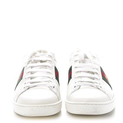 Gucci Calfskin Ayers Bee Embroidered Womens Ace Sneakers 38 White Green 2 of 10