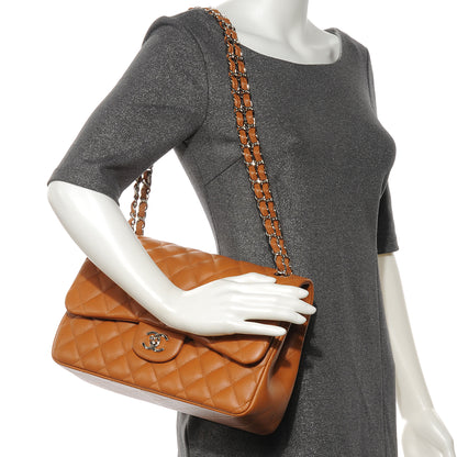 Chanel Caviar Quilted Jumbo Double Flap Light Brown 2 of 8