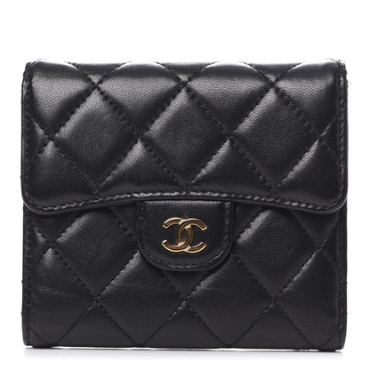 Chanel Lambskin Quilted Compact Flap Wallet Black 1 of 9