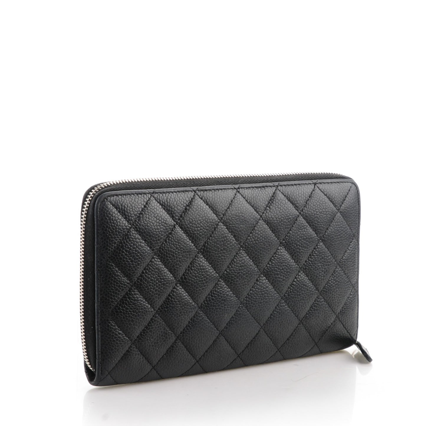 Caviar Quilted Large Zip Around Organizer Wallet Black