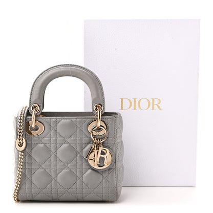 Christian Dior Metallic Lambskin Cannage Mini Lady Dior Grey 11 of 11