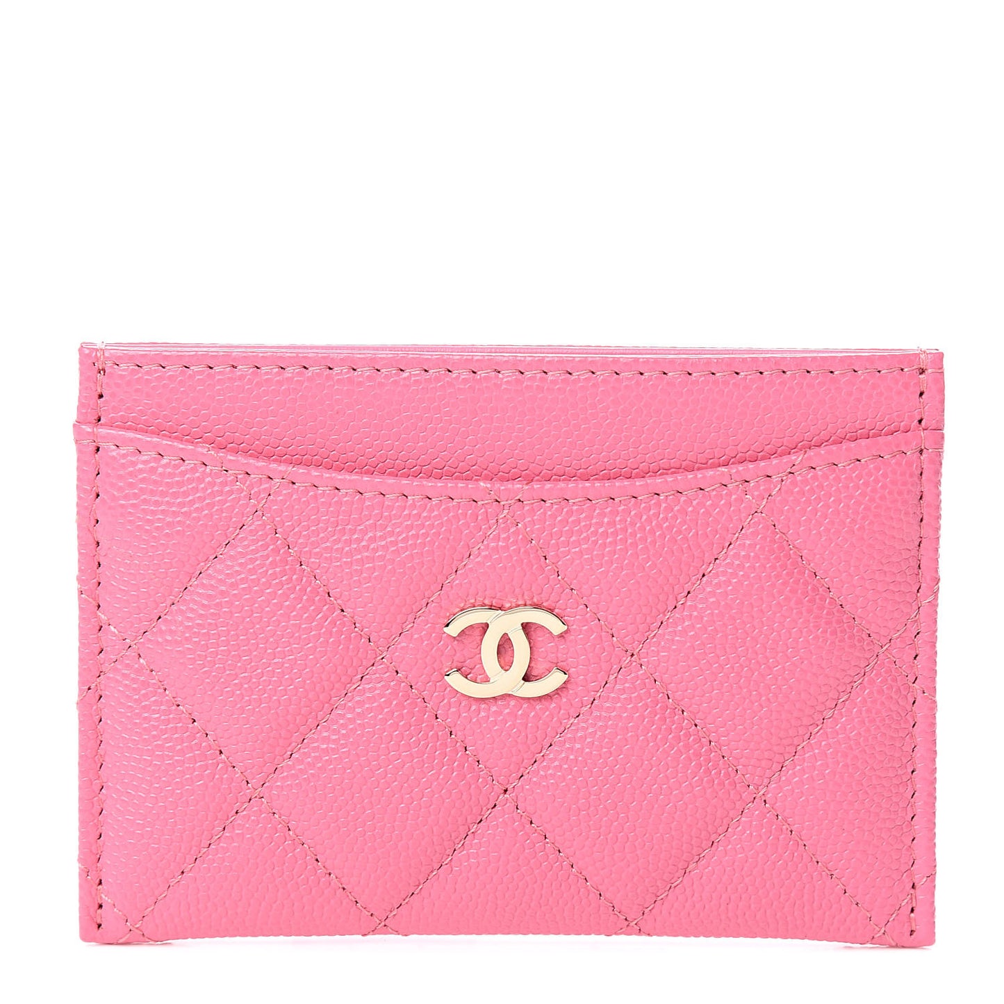 Caviar Quilted Card Holder Pink