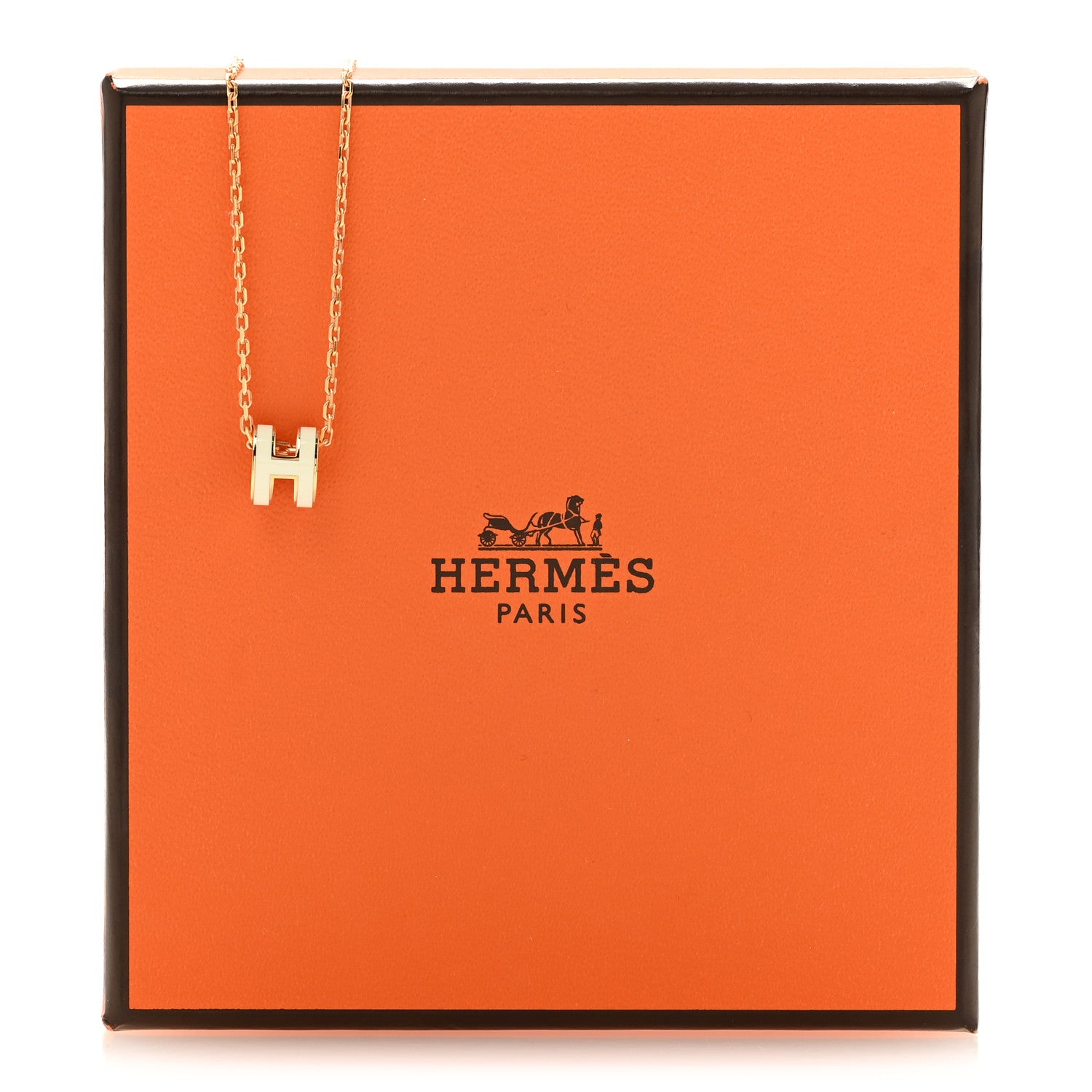 Hermes Lacquered Rose Gold Mini Pop H Pendant Necklace White 6 of 6