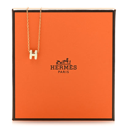 Hermes Lacquered Rose Gold Mini Pop H Pendant Necklace White 6 of 6