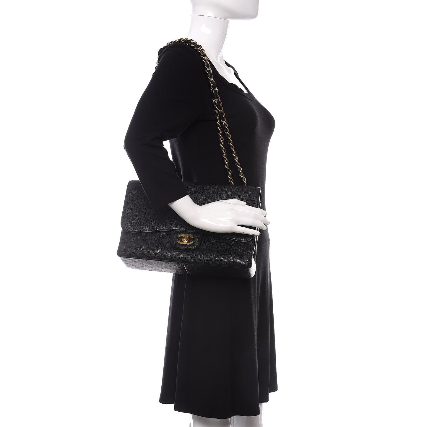 Caviar Quilted Jumbo Single Flap Black