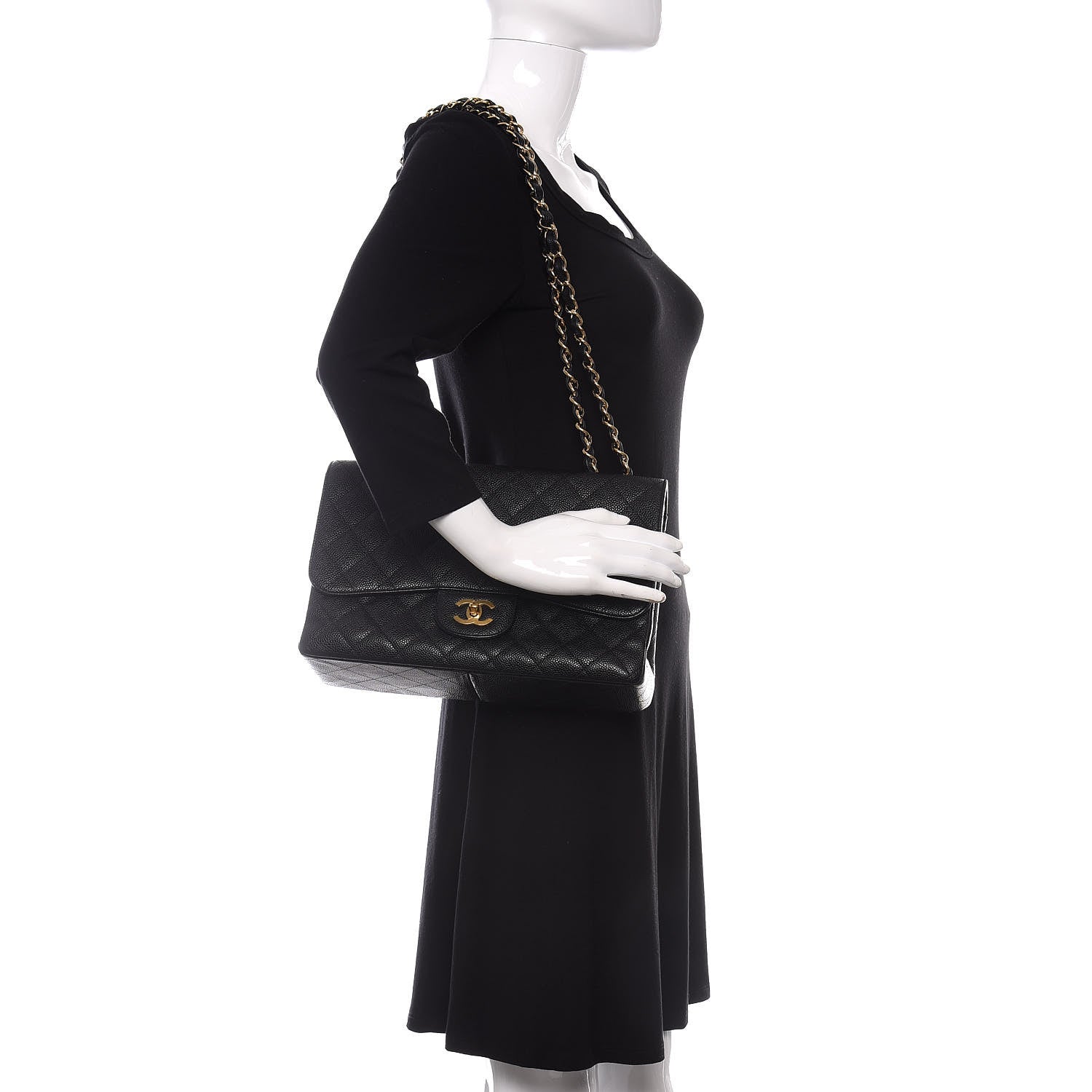 Chanel Caviar Quilted Jumbo Single Flap Black 2 of 12