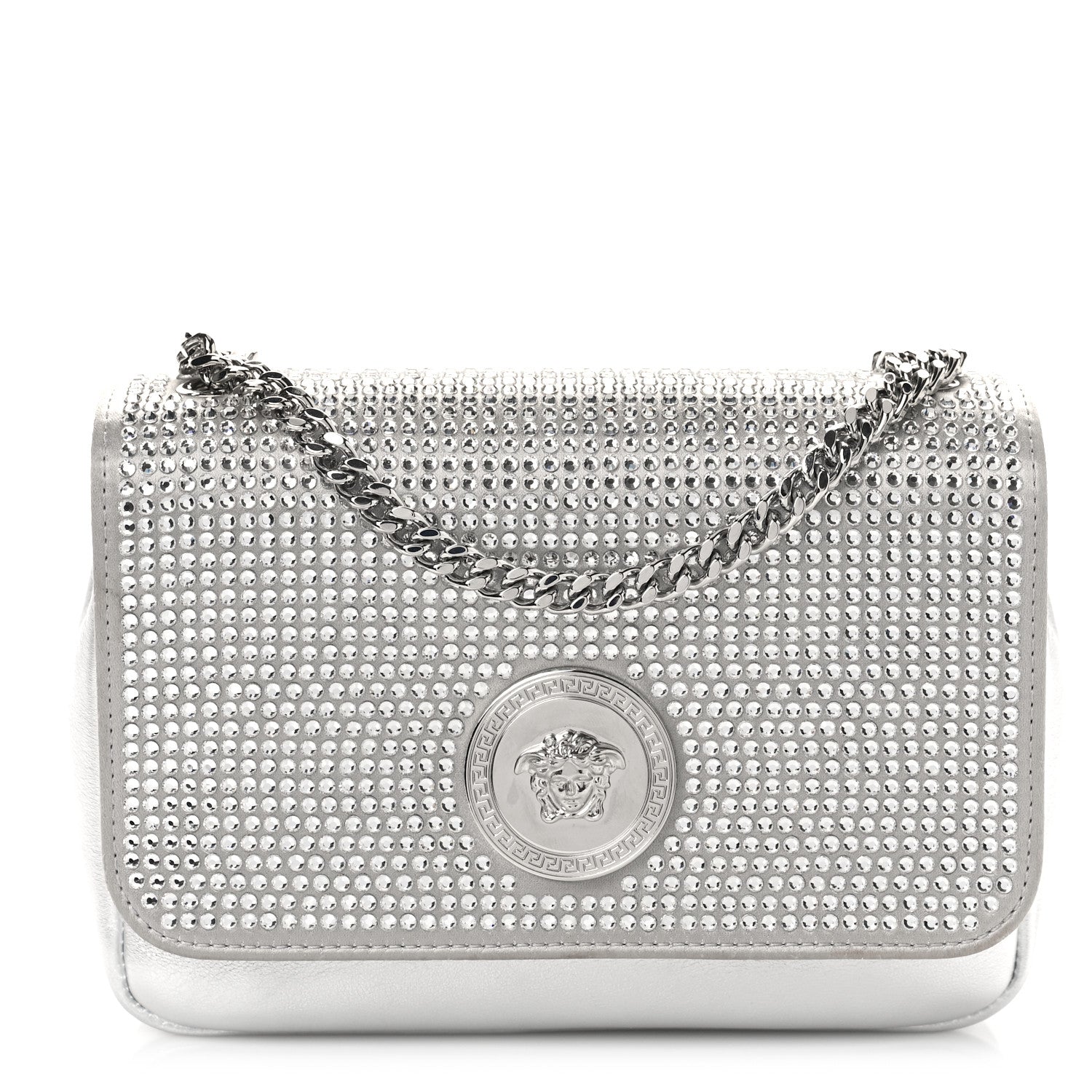 Versace Palazzo Crystal Chain Evening Bag Silver 1 of 9