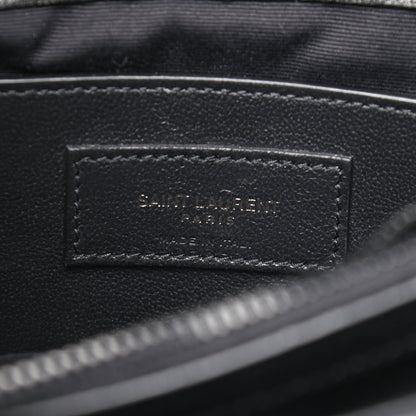 Saint Laurent Sheepskin Matelasse Chevron Monogram Monochrome Medium College Bag Black 6 of 9