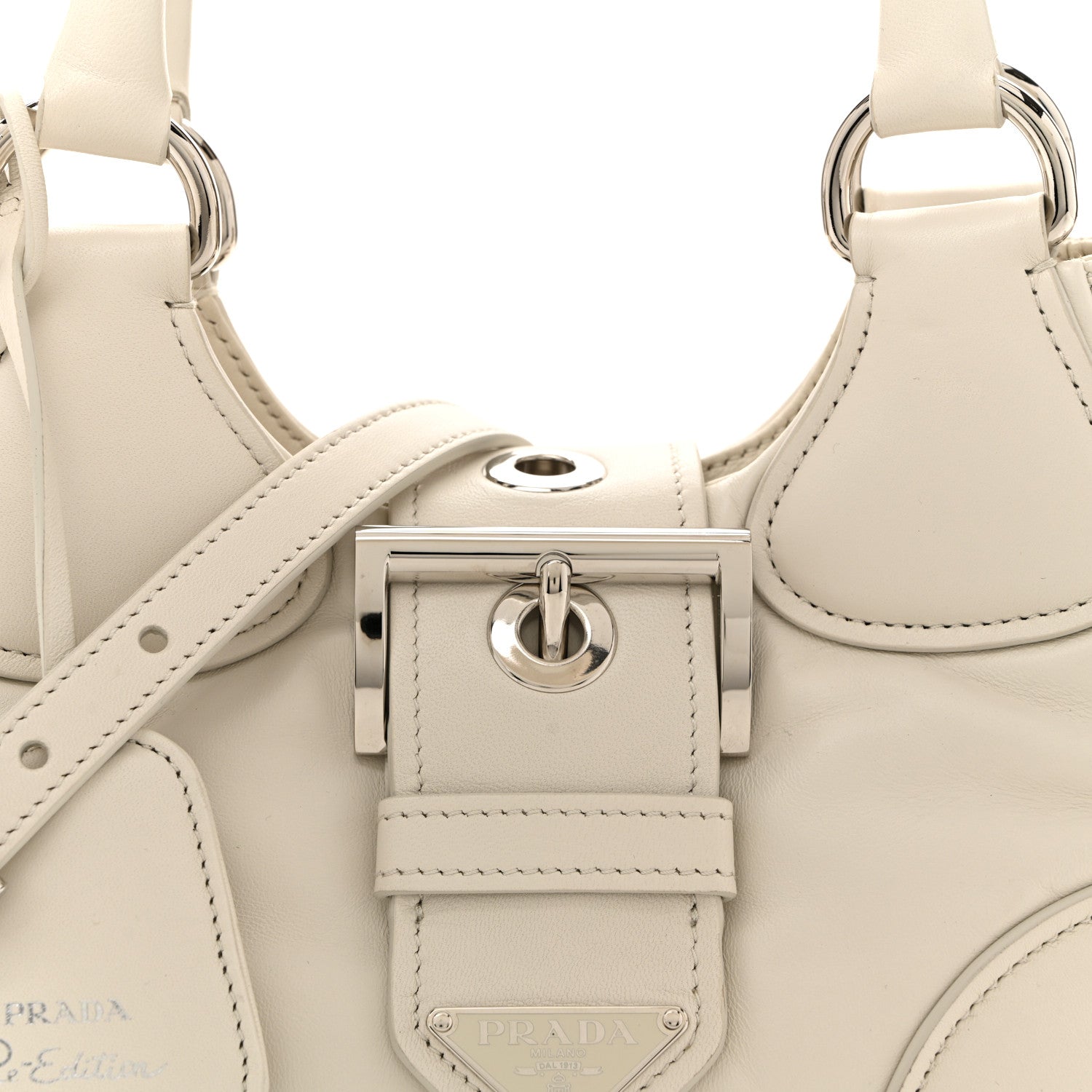 Prada Nappa Soft Padded Re-Edition 2002 Moon Bag White 8 of 13