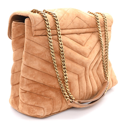 Saint Laurent Suede Y Quilted Monogram Medium Loulou Chain Satchel Cinnamon 3 of 11