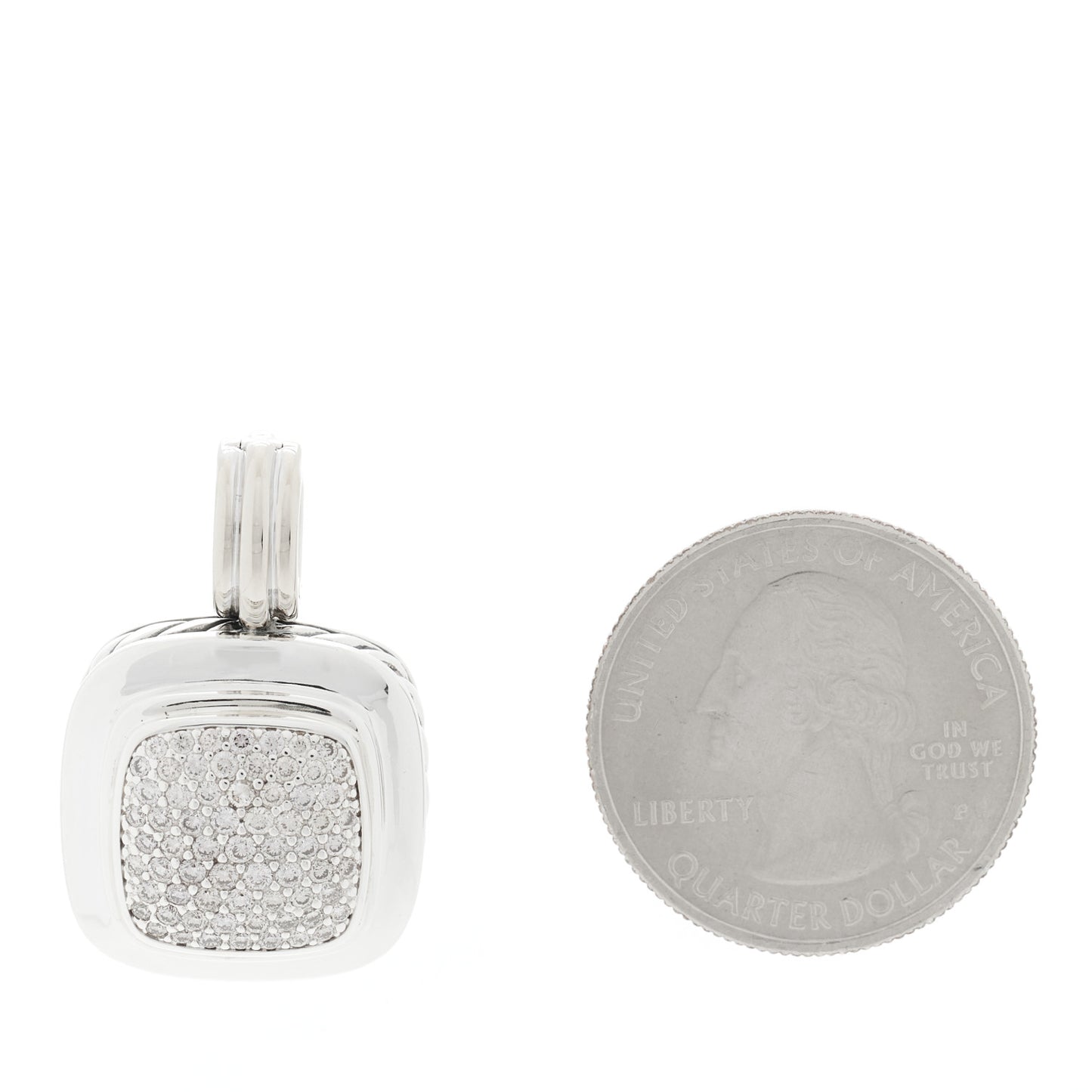 DAVID YURMAN Sterling Silver 18K White Gold Diamond 14mm Albion Pendant