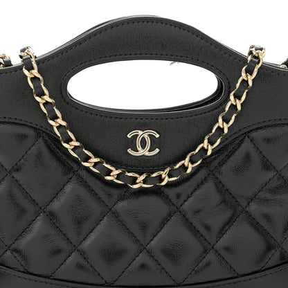Chanel Shiny Crumpled Calfskin Quilted Nano 31 Shopping Bag Black 8 of 12