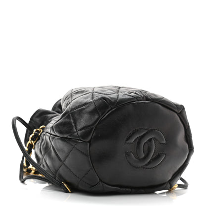 Chanel Lambskin Quilted Drawstring Shoulder Bag Black 4 of 12