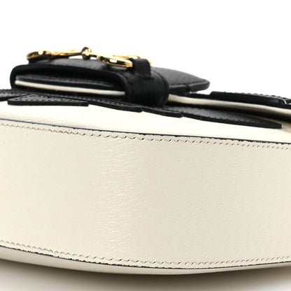 Gucci X ADIDAS Textured Dollar Calfskin Web Trefoil Mini Horsebit 1955 Shoulder Bag Off White Black Off White Black 10 of 10