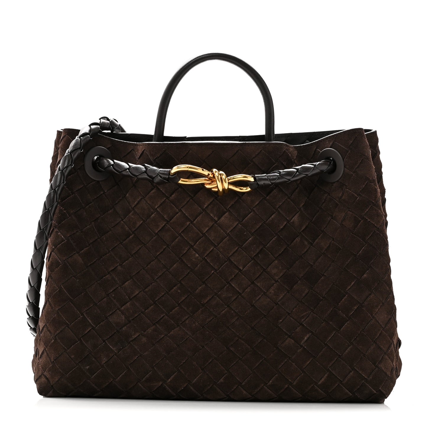 Suede Intrecciato Medium Andiamo Shoulder Bag Fondant