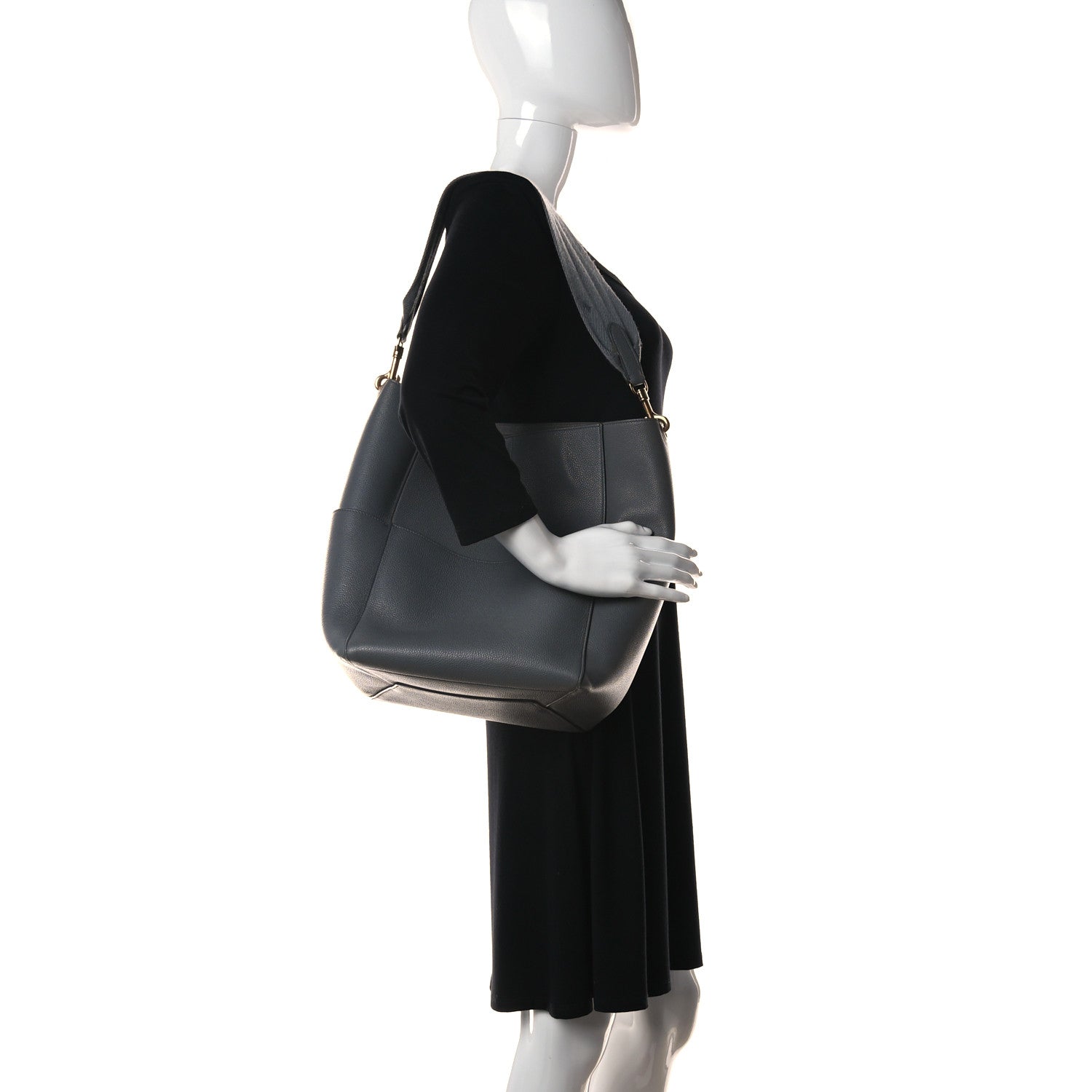 Celine Soft Grained Calfskin Sangle Bucket Bag Kohl 2 of 9