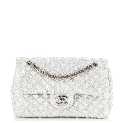 Chanel Metallic Lame Quilted Small Double Flap Silver 1 of 10