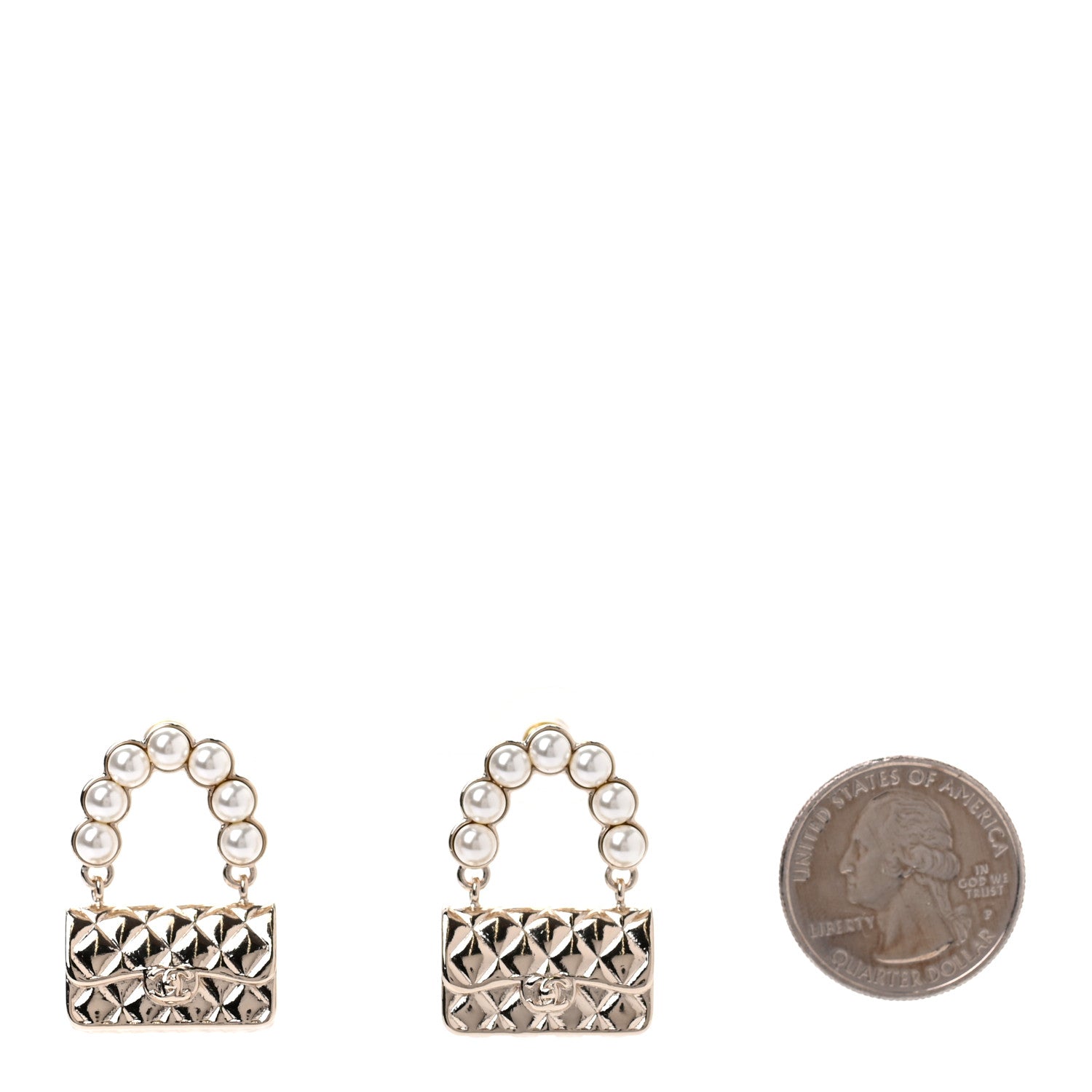 Chanel Pearl Quilted CC Flap Bag Earrings Gold 2 of 4