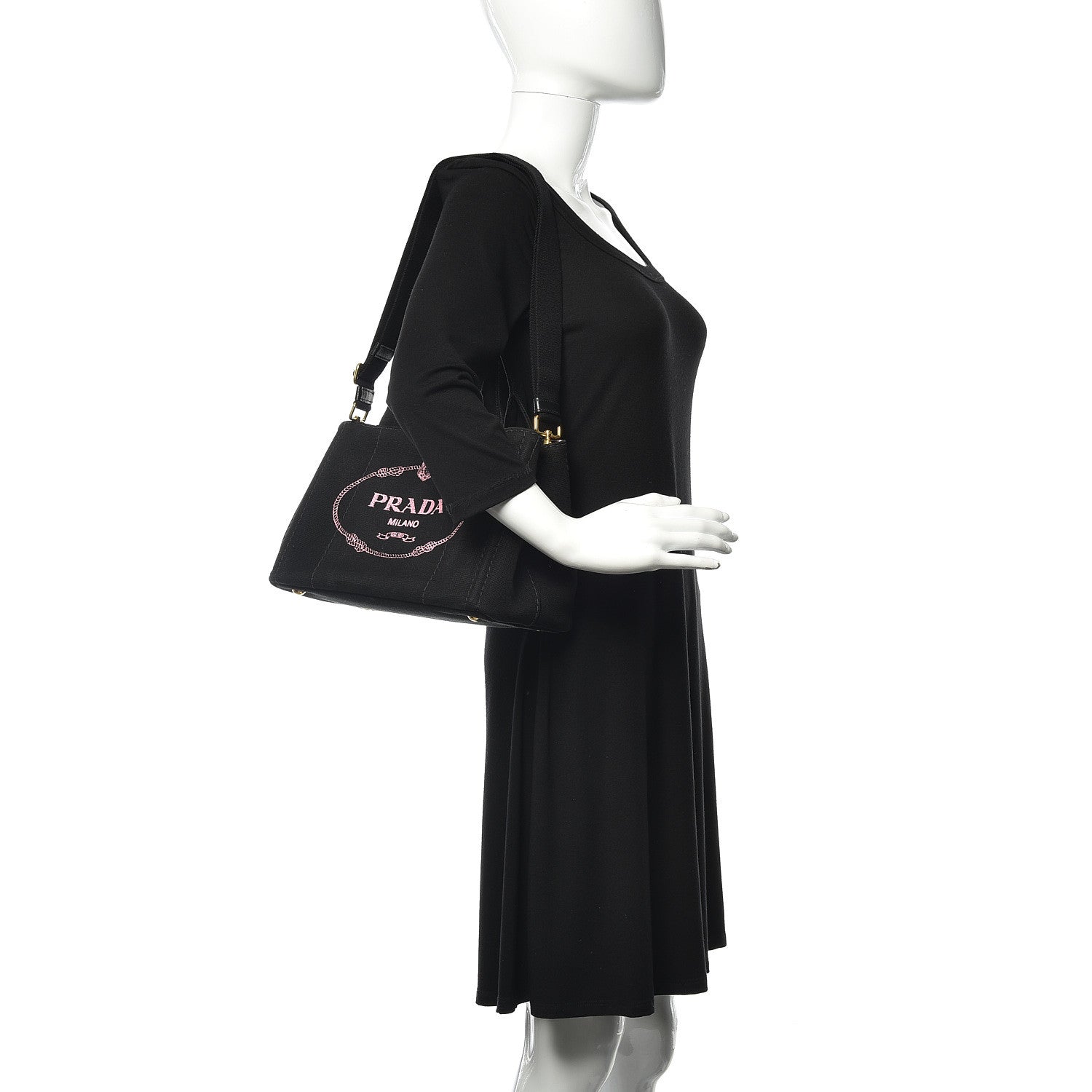 Prada Canapa Small Logo Tote Black Geranio 2 of 9