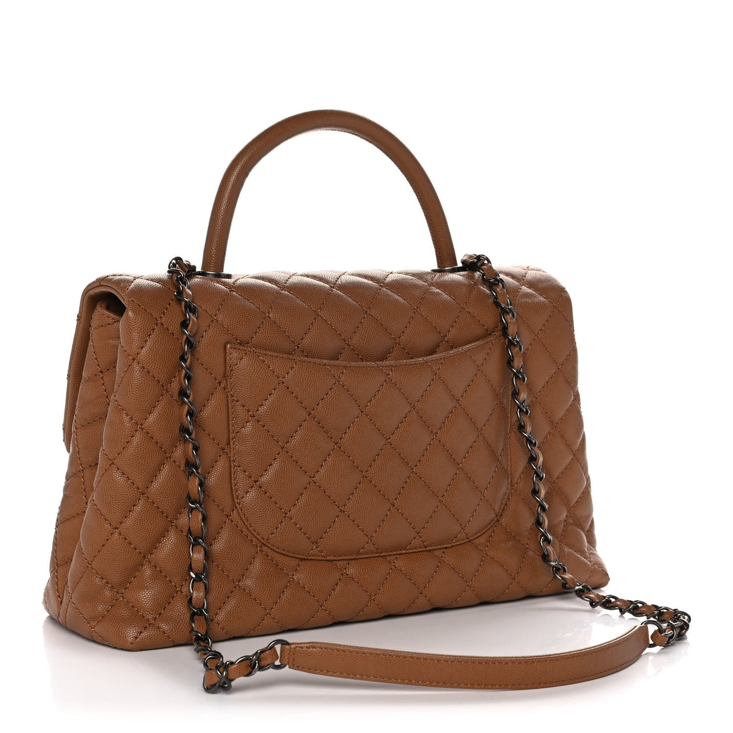 Caviar Quilted Medium Coco Handle Flap Camel