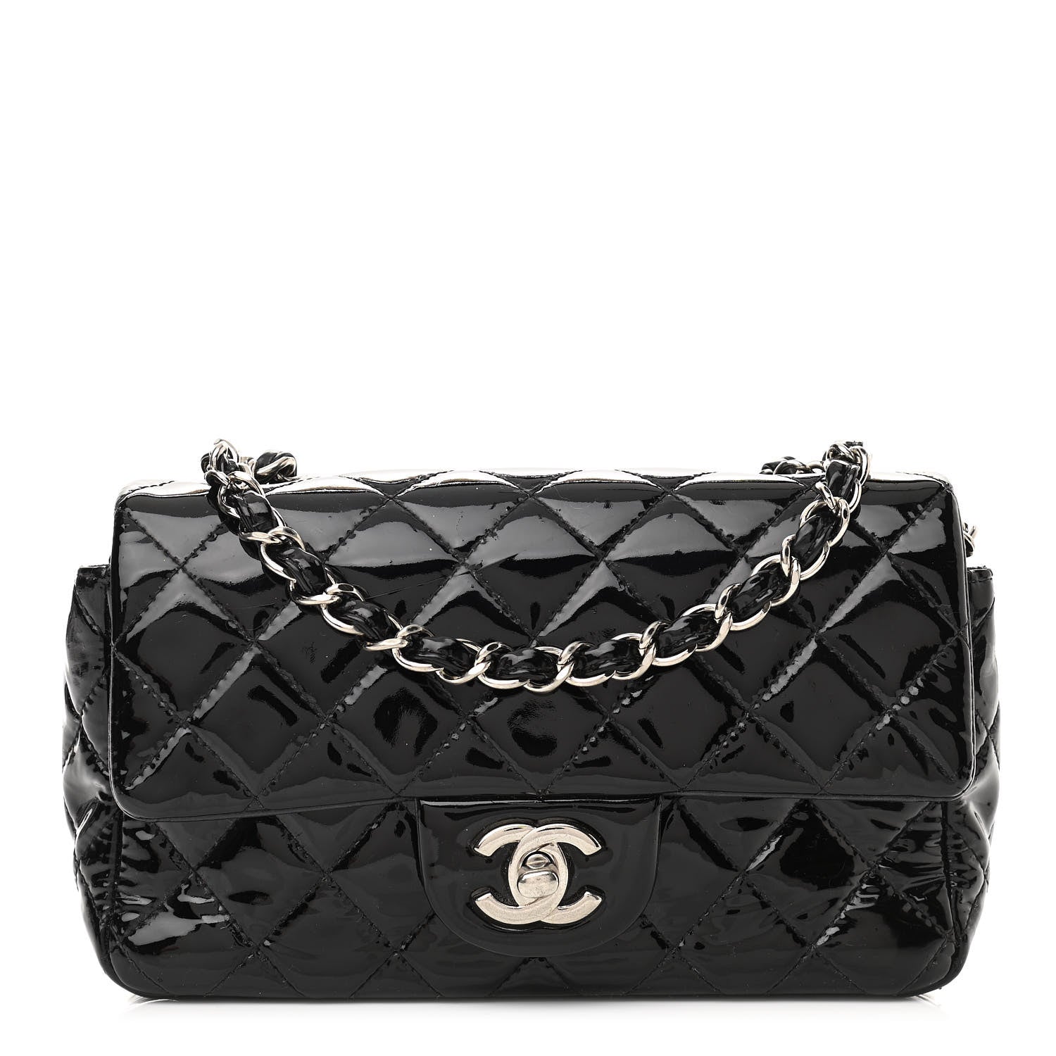Chanel Patent Calfskin Quilted Mini Rectangular Flap Black 1 of 11