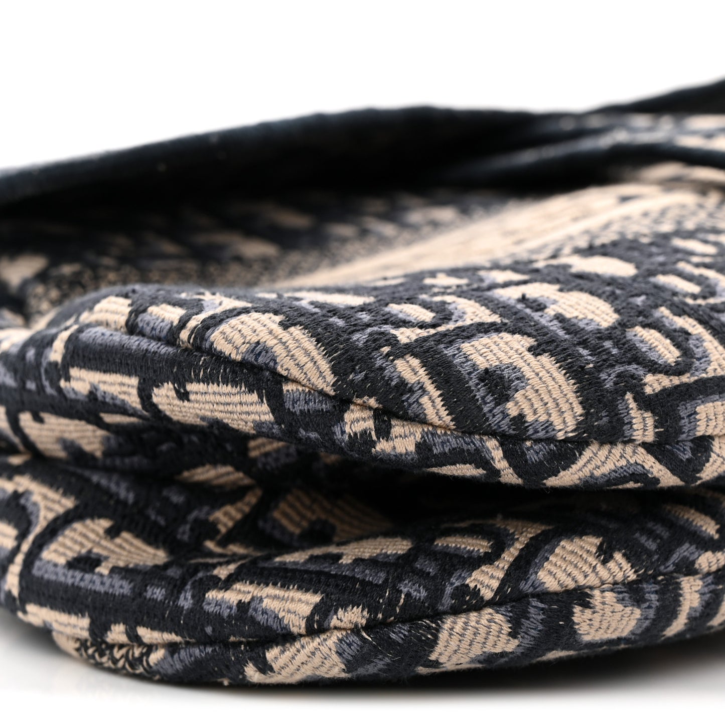 Oblique Embroidered Saddle Bag Blue