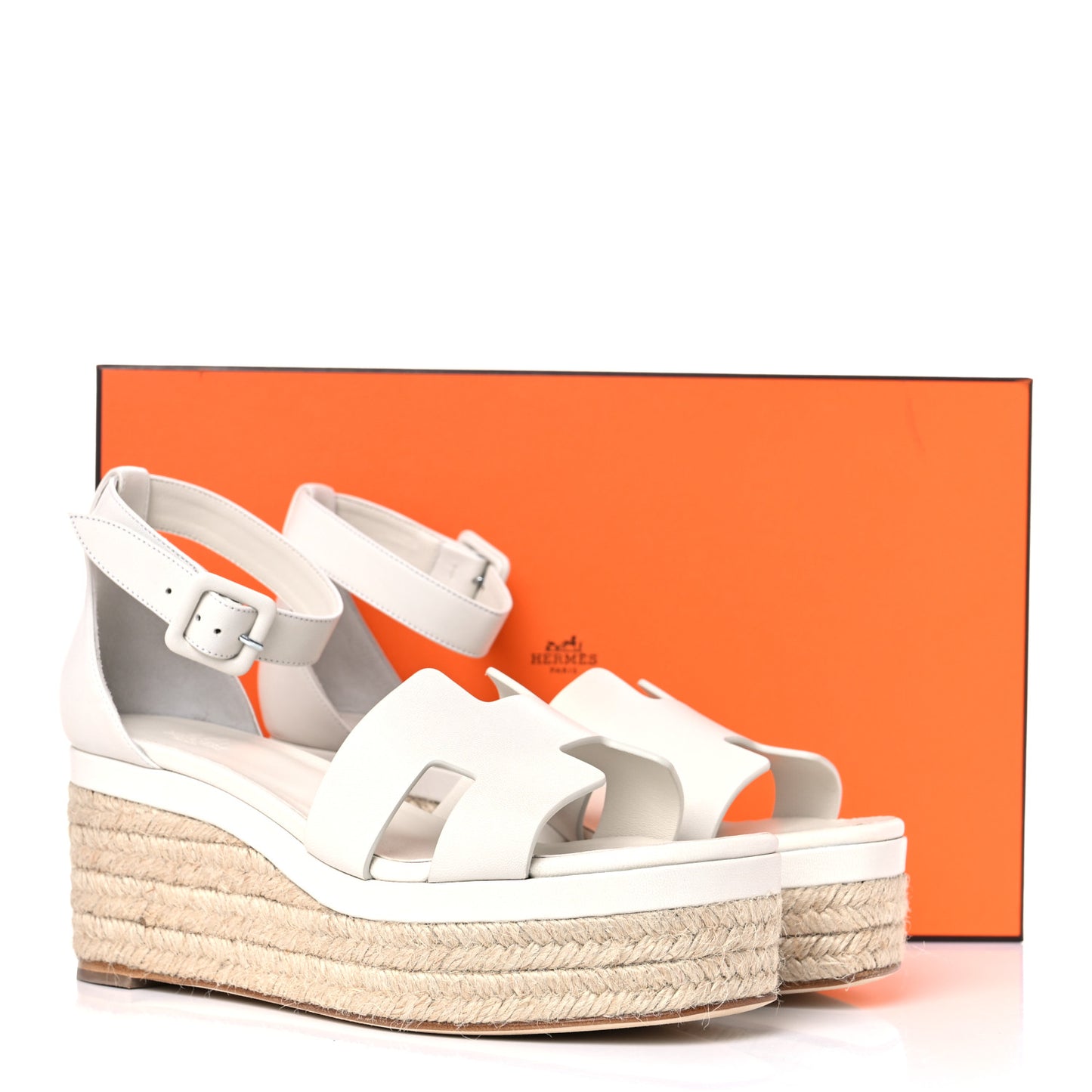 Goatskin Elda Espadrille Wedge Sandals 40 White