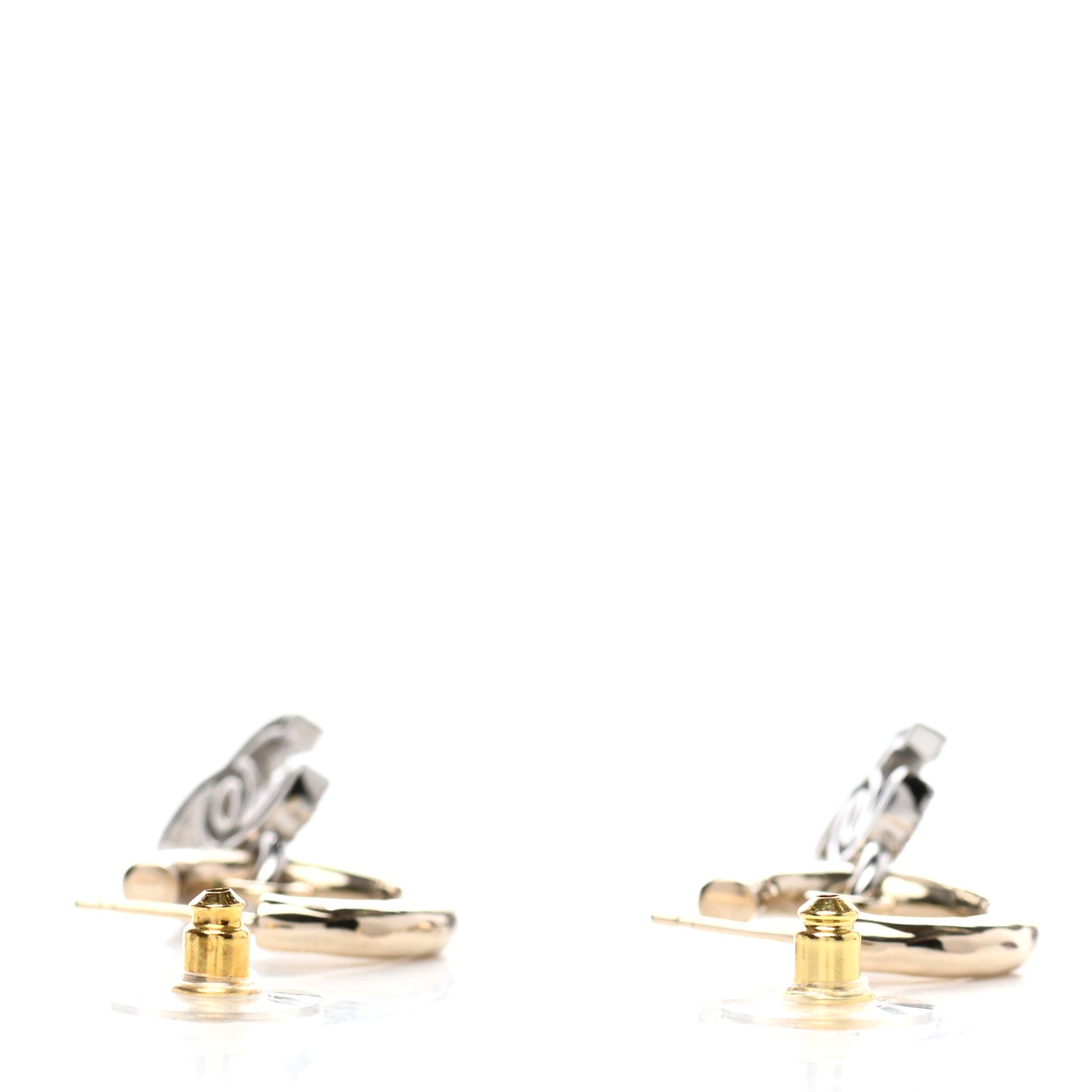 Chanel Metal Crystal CC Hoop Drop Earrings Gold 3 of 4