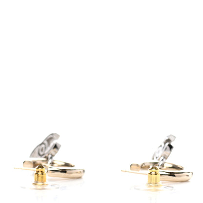 Chanel Metal Crystal CC Hoop Drop Earrings Gold 3 of 4