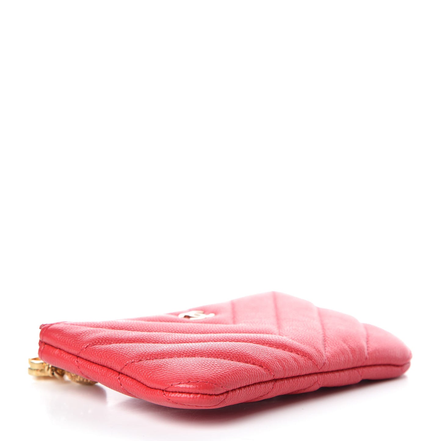 Caviar Chevron Quilted Small Ancient Greek Charms Cosmetic Case Dark Pink