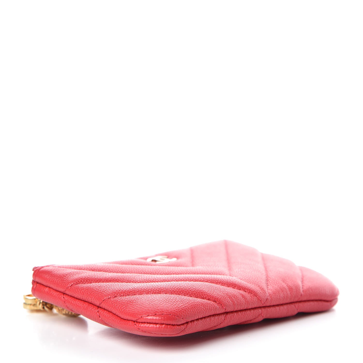Chanel Caviar Chevron Quilted Small Ancient Greek Charms Cosmetic Case Dark Pink 4 of 8