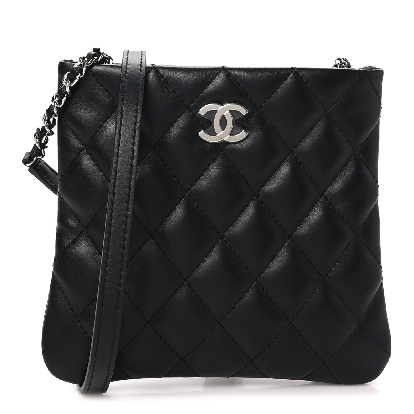 Lambskin Quilted Uniform Crossbody Bag Black